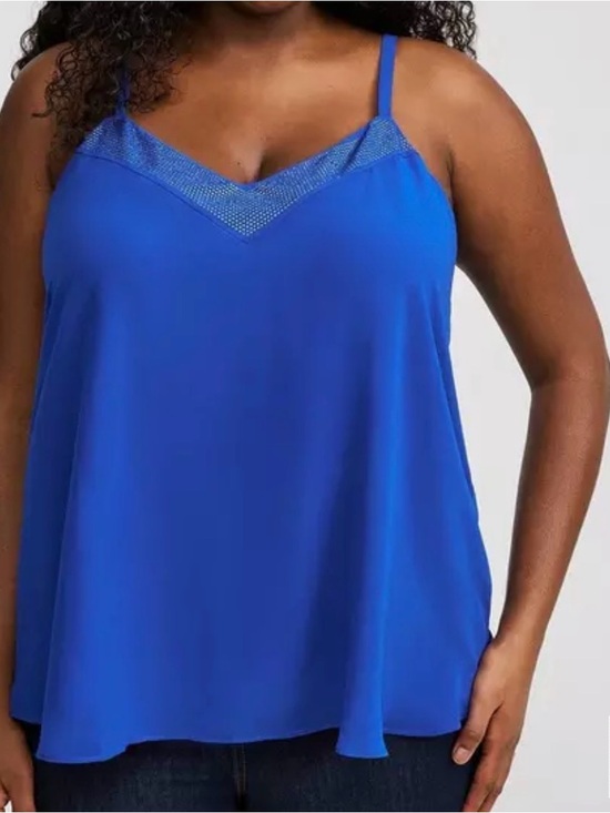 Torrid Tops - NWT Torrid Blue Sophie Chiffon Sequin V-Neck Swing Cami size 3x (22-24)